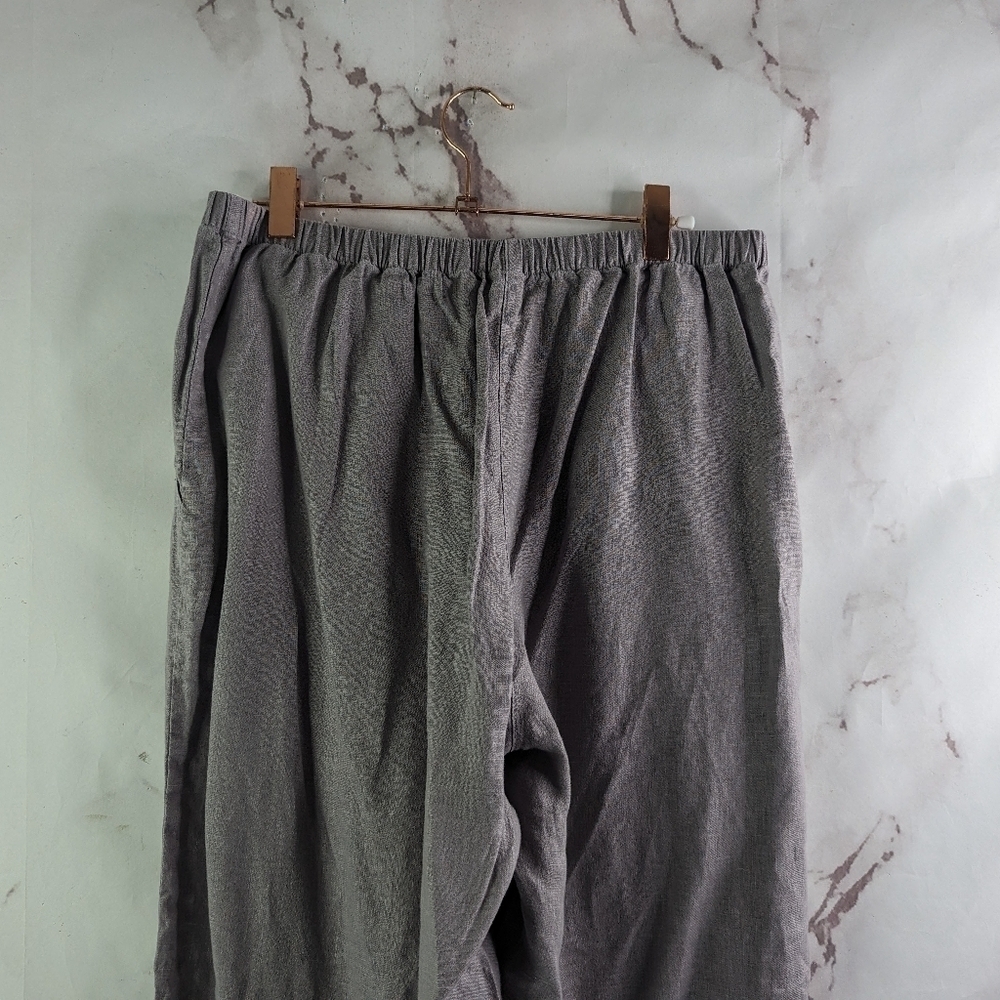 Kleen Pants Womens Large Purple Gray Pull On Linen Elastic Cropped High Rise - Picture 6 of 9